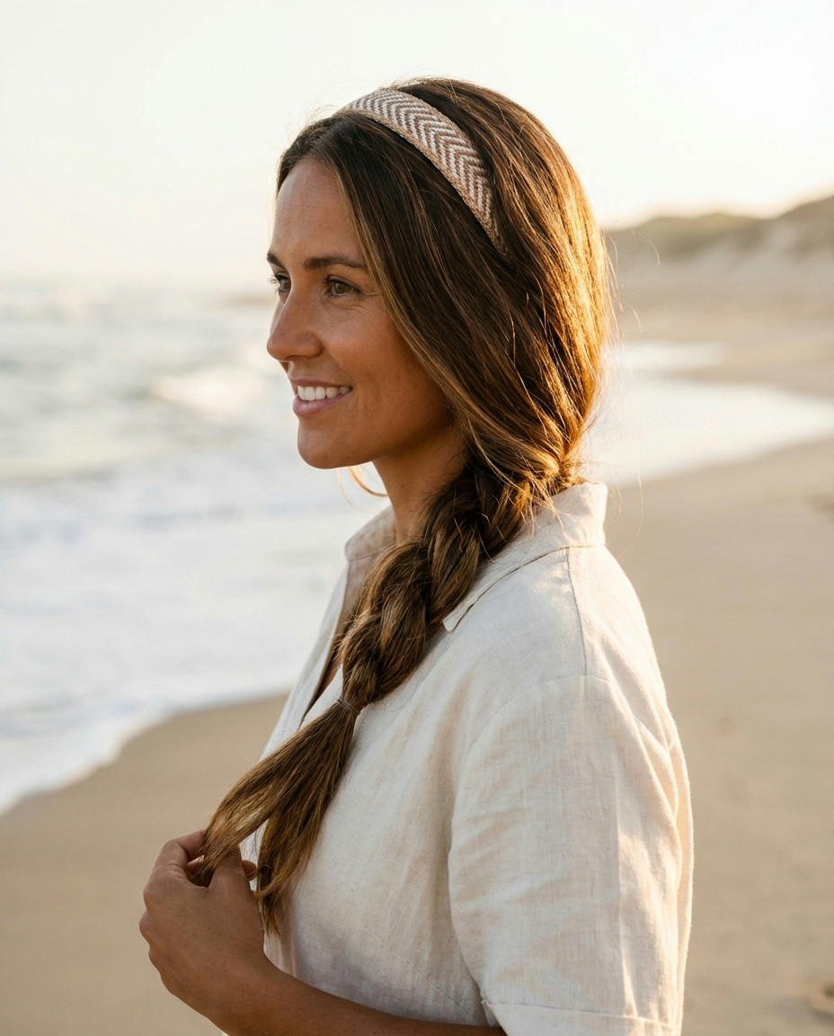 Headband with Wispy Bangs and Half-Up