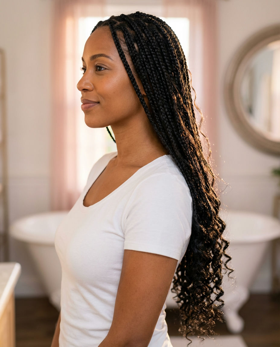 Short Box Braids with an Edge for Streetwear