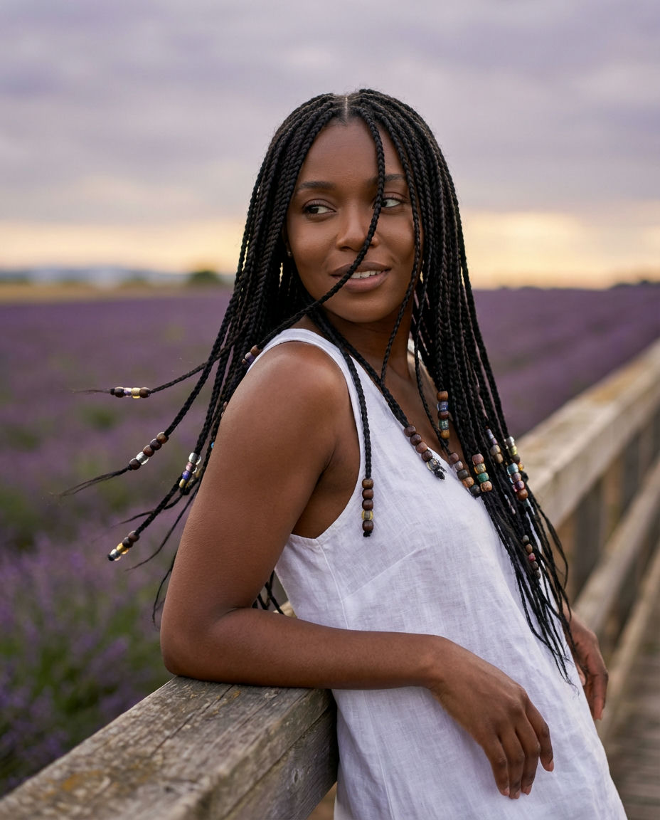 Effortless Chic Knotless Braids for Denim