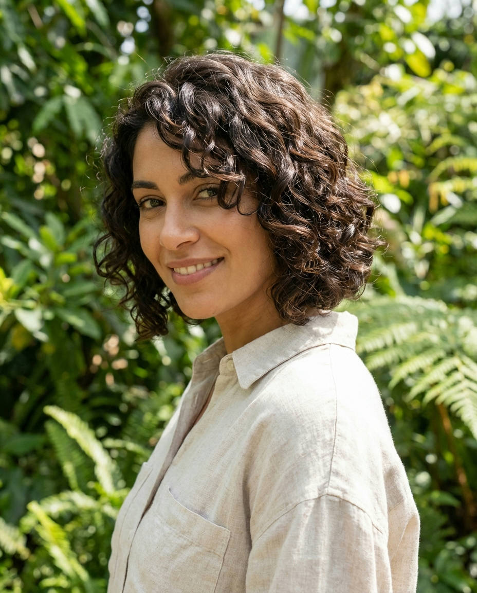 Flirty Ringlet Bob with Center Part