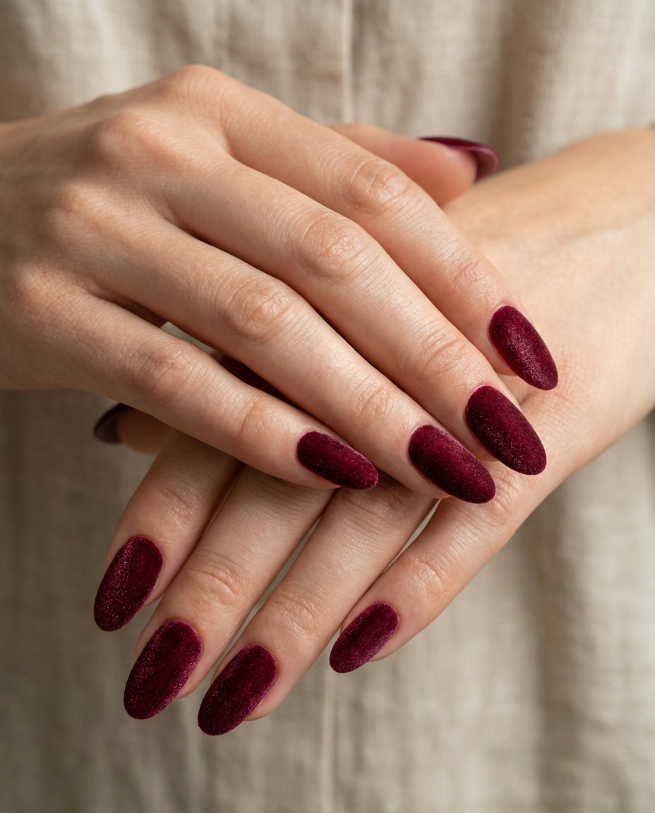 Deep Burgundy Ballerina Nails with Glossy Finish
