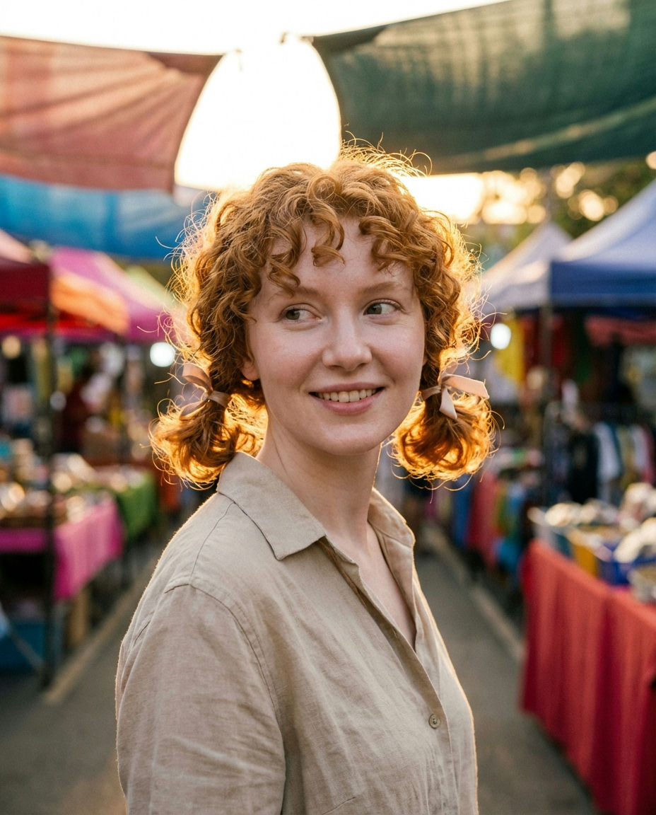 Short Curly Bob with Headband Braid