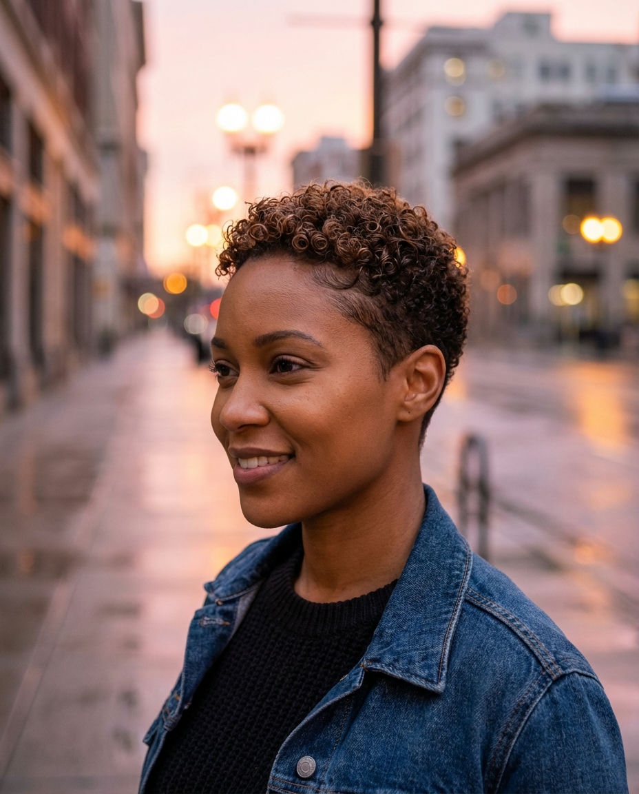 Modern Mullet with Curly Textured Top