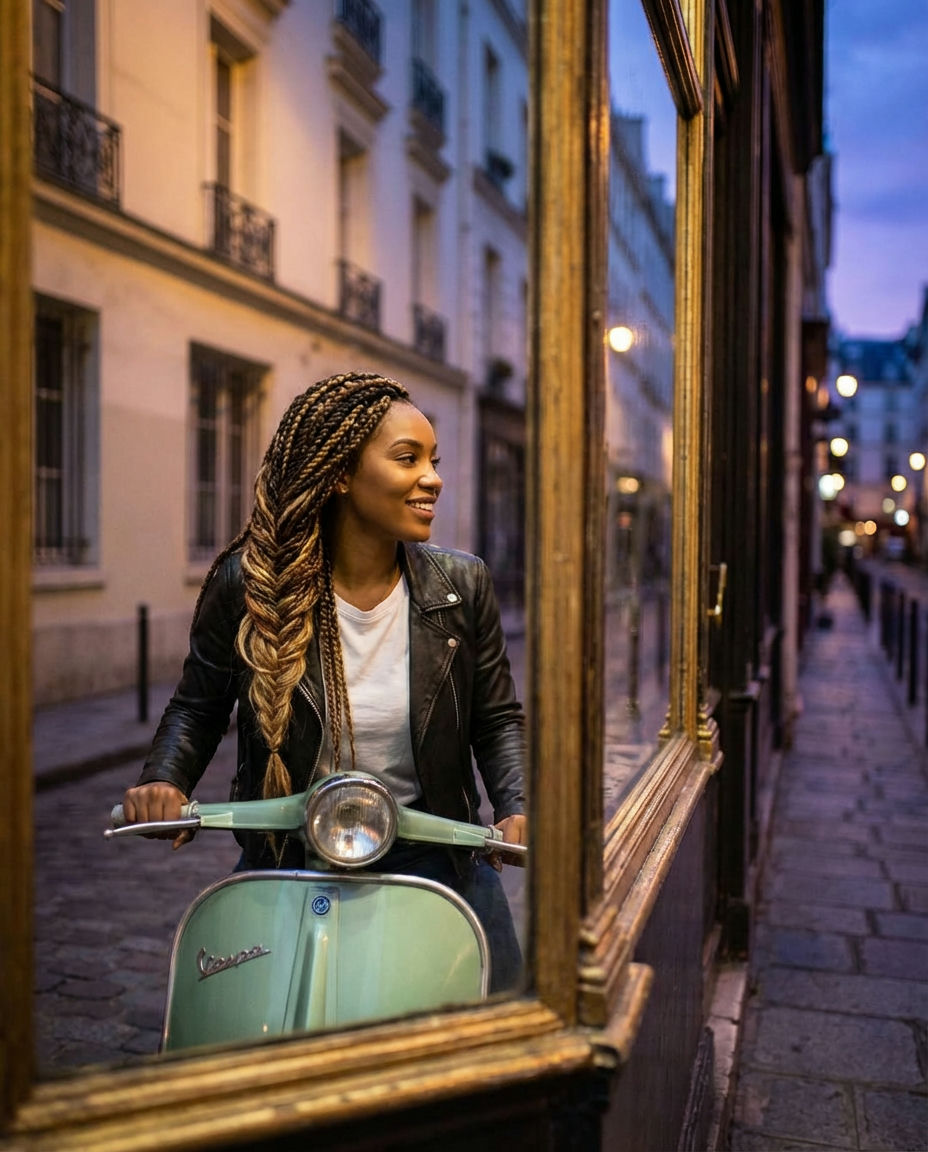 Preppy Box Braids Paired with a Blazer