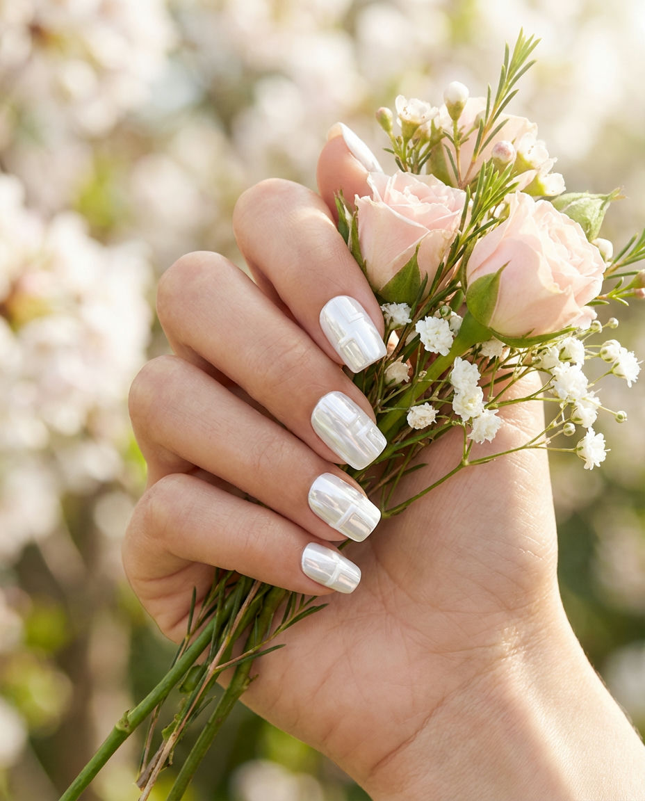 Milky Chrome with Undernail Bling