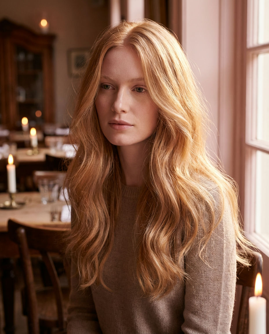 Beachy Strawberry Blonde with Sunlit Balayage