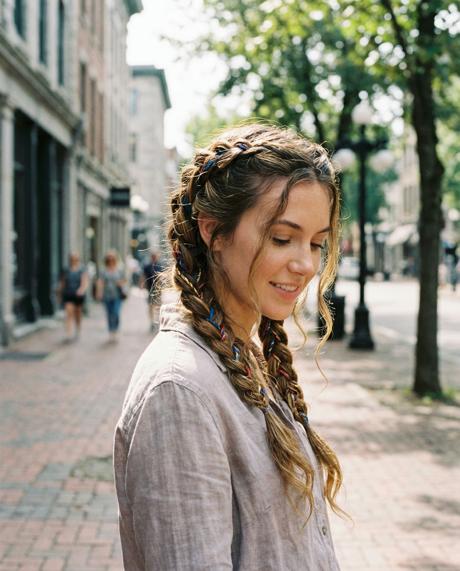 Accessorized Fishtail Braid with a Gold Clip