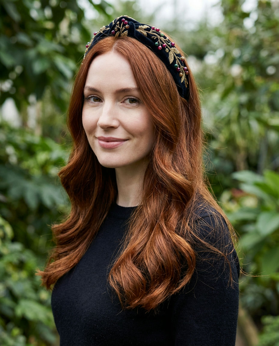 Curly Hair Half-Up with Knotted Headband