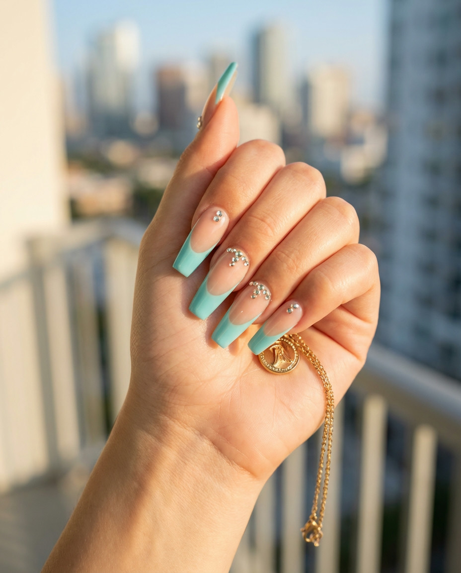 Sparkly Royal Blue Tips with Stars