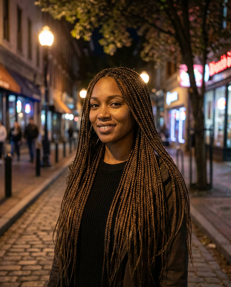 Thick Knotless Box Braids for a Bold Statement
