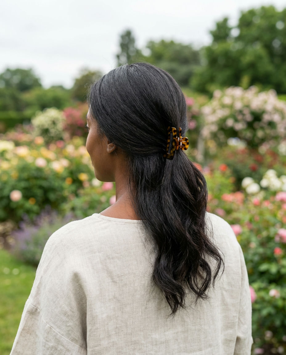 Textured Low Ponytail with a Silk Scarf