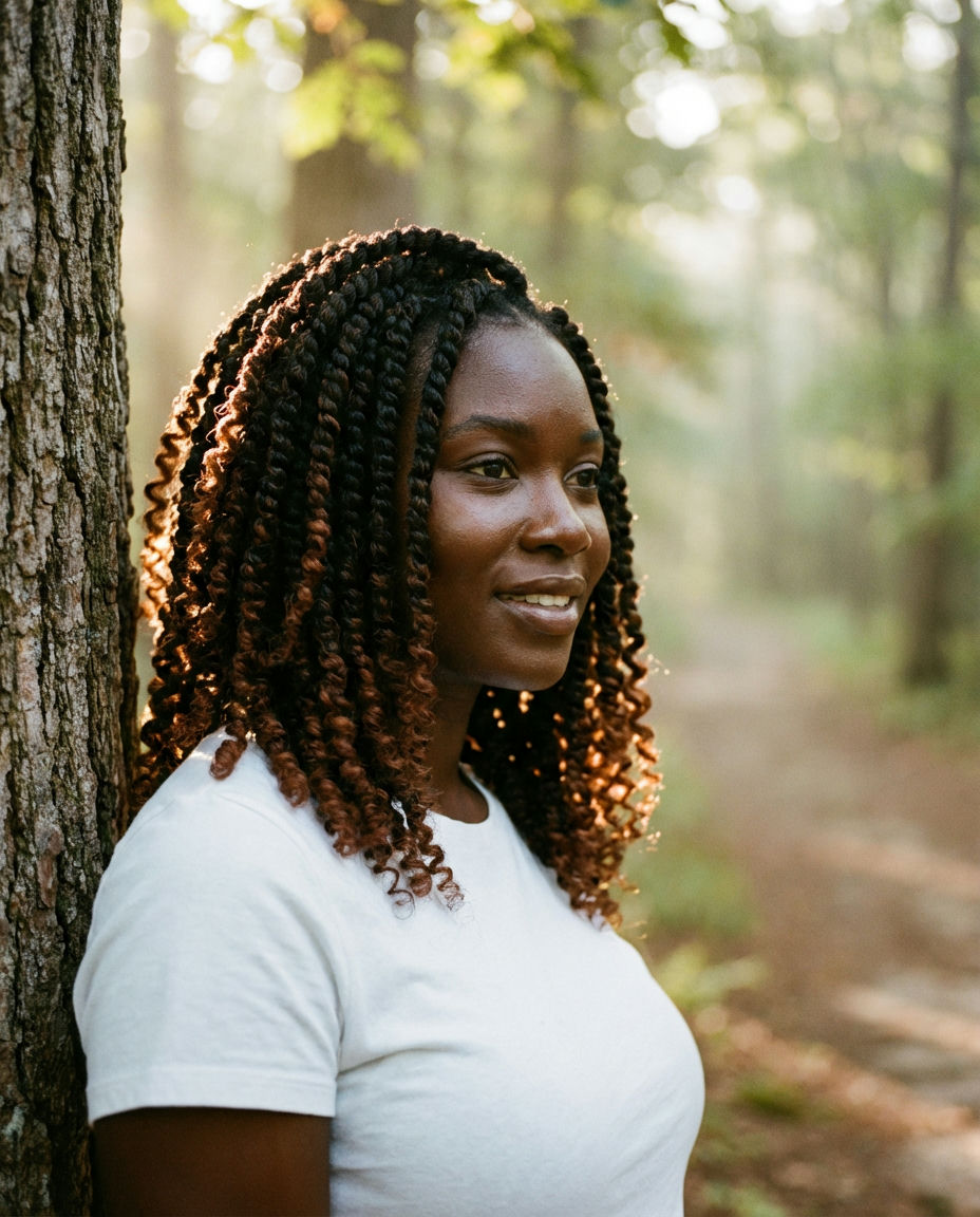 Short Box Braids Embracing Cottagecore