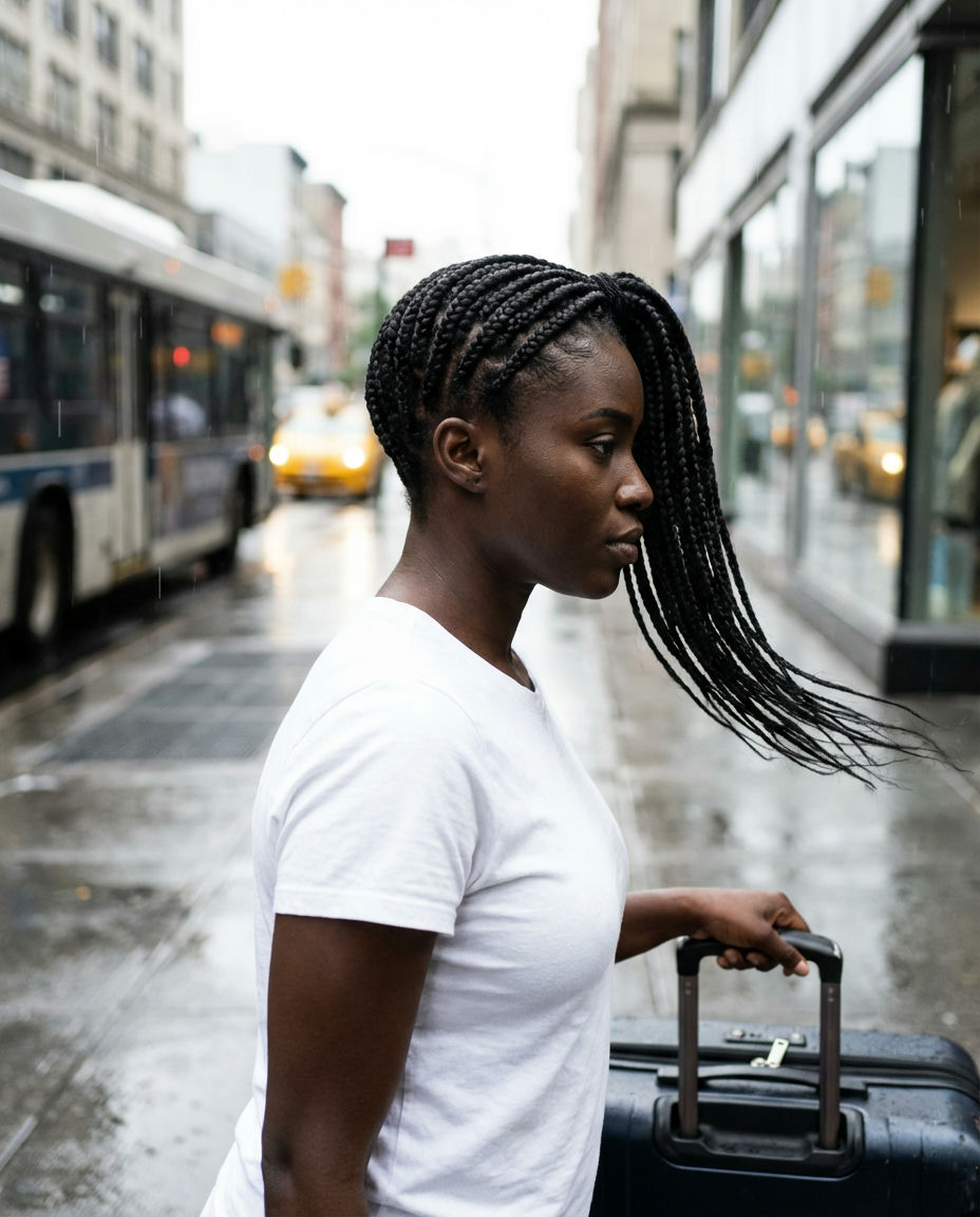 Dramatic Long Box Braids for Evening Wear