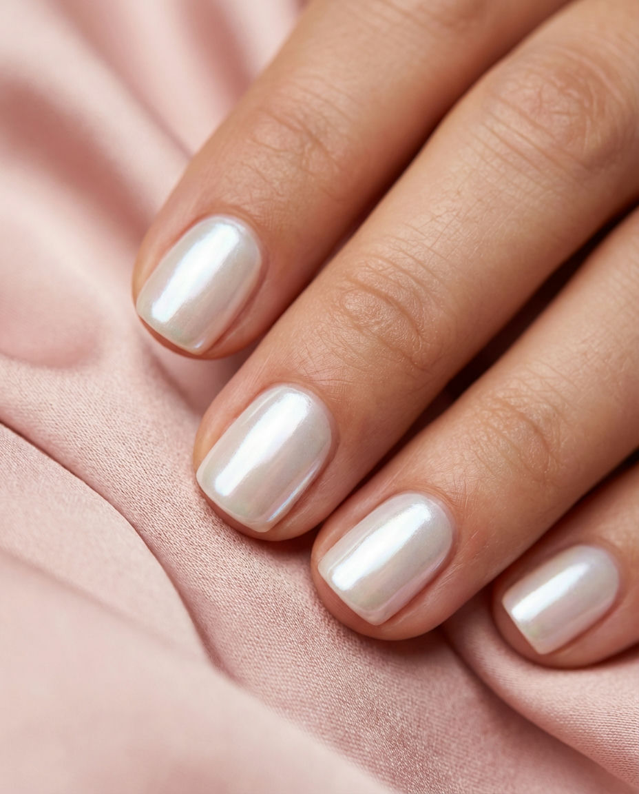 Milky Way White Chrome Nail Art