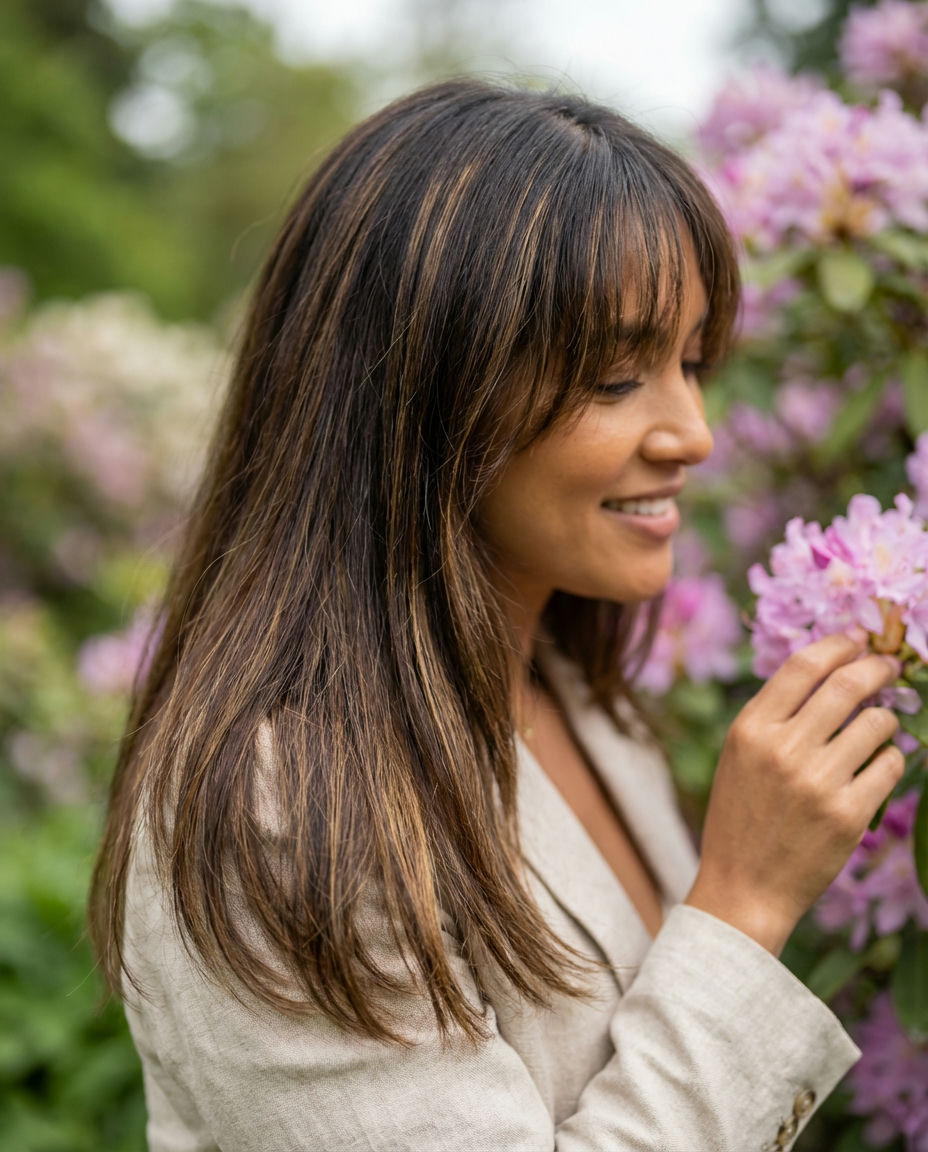 Side-Swept Bangs with Medium Layers