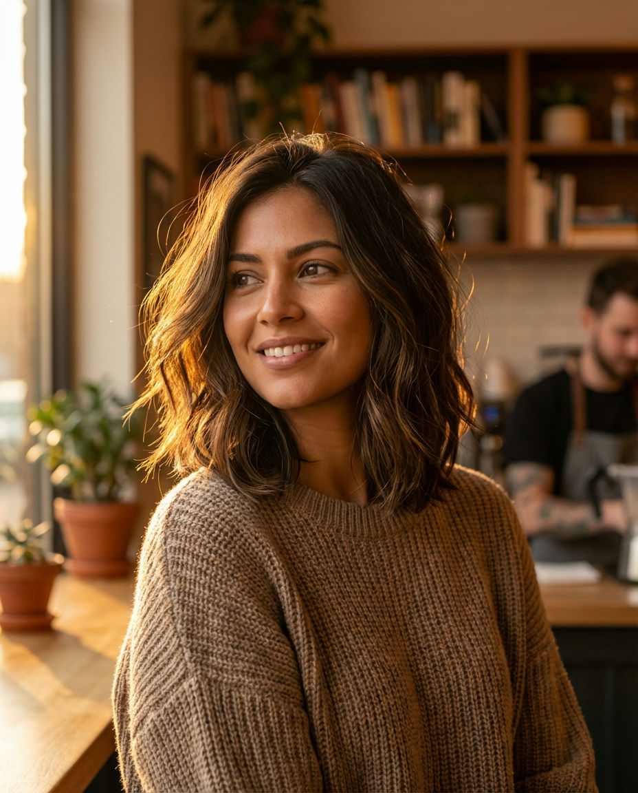 Wavy Italian Bob-Length Lob
