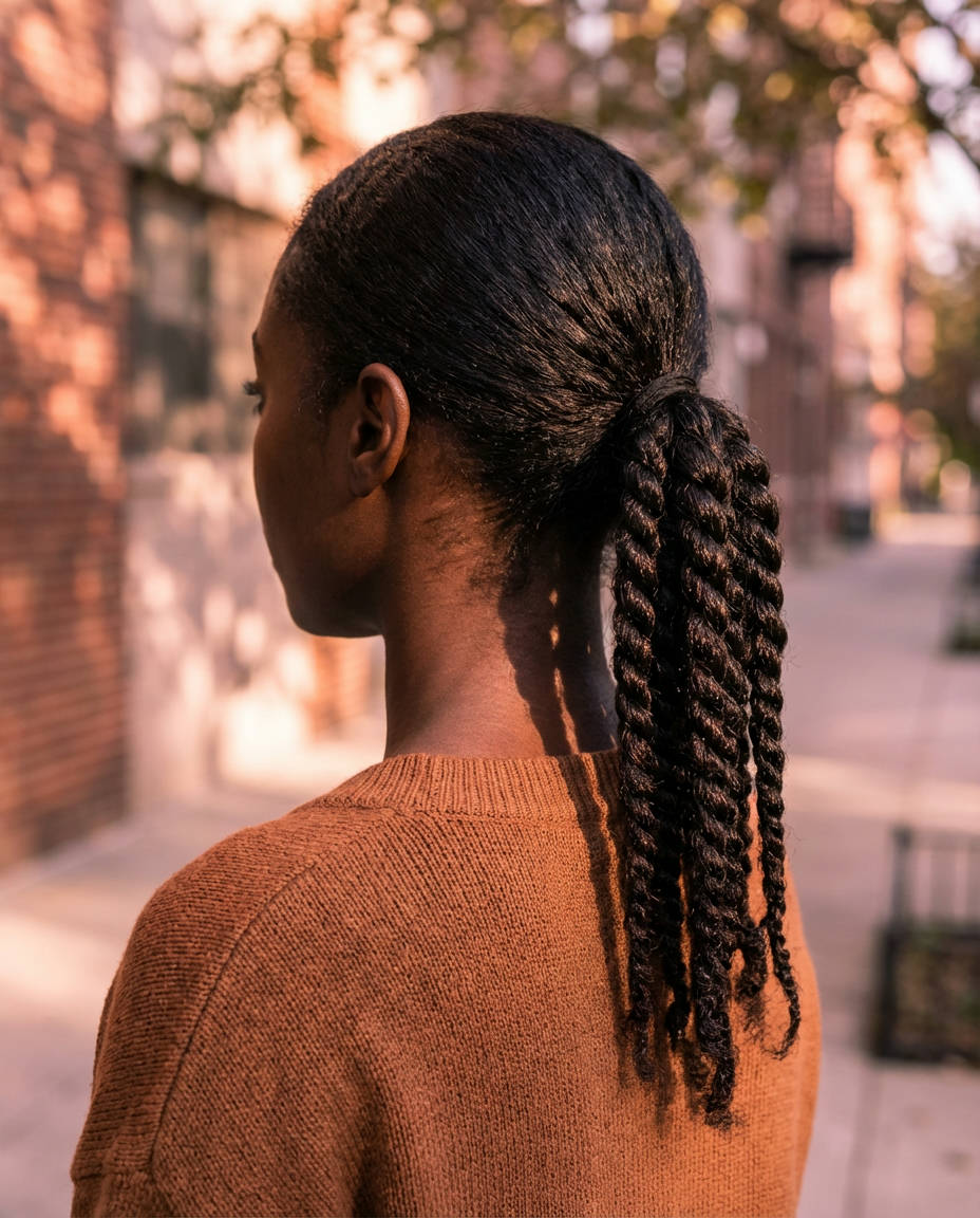 Midi Skirt Paired Protective Cornrows Feminine Look