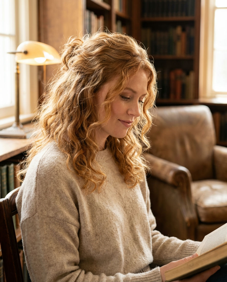 Playful Strawberry Blonde Curls with Dimension