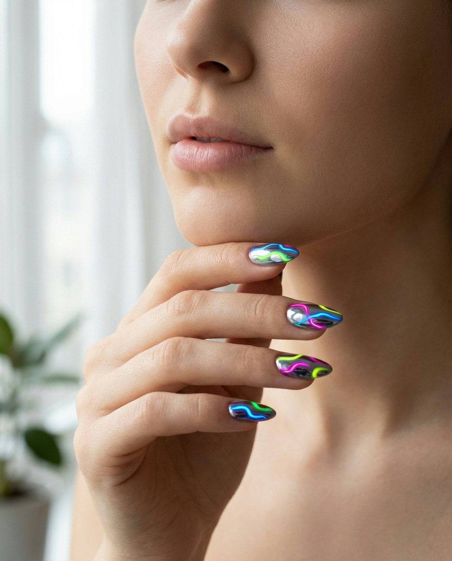 Psychedelic Swirl Oval Nails