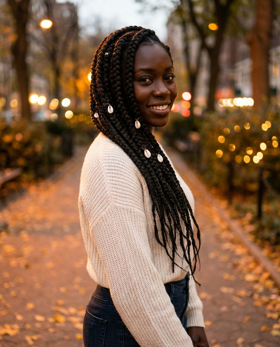Loose Pigtail Braids with Ribbons