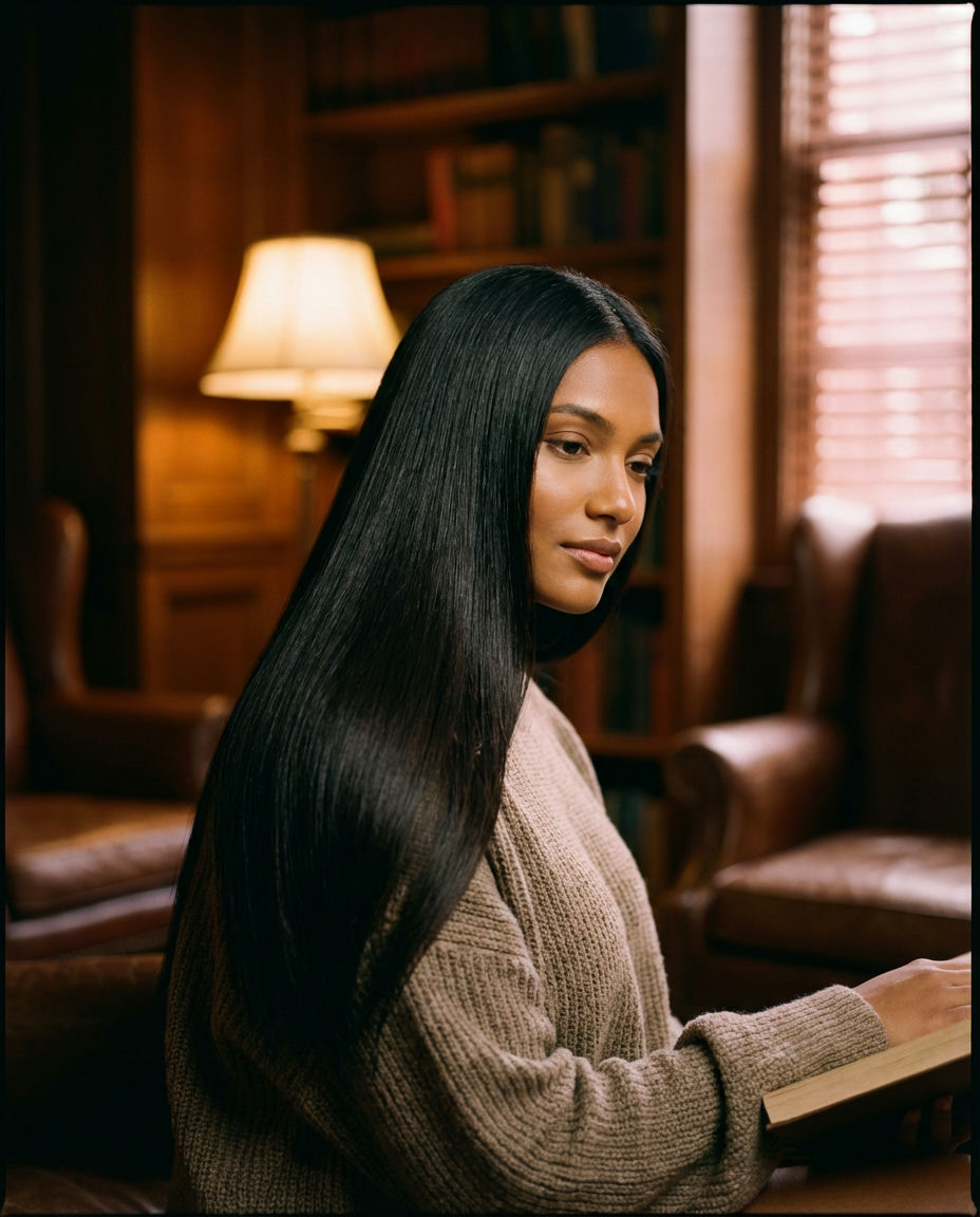 Dramatic Side-Swept Bangs with Straight Hair