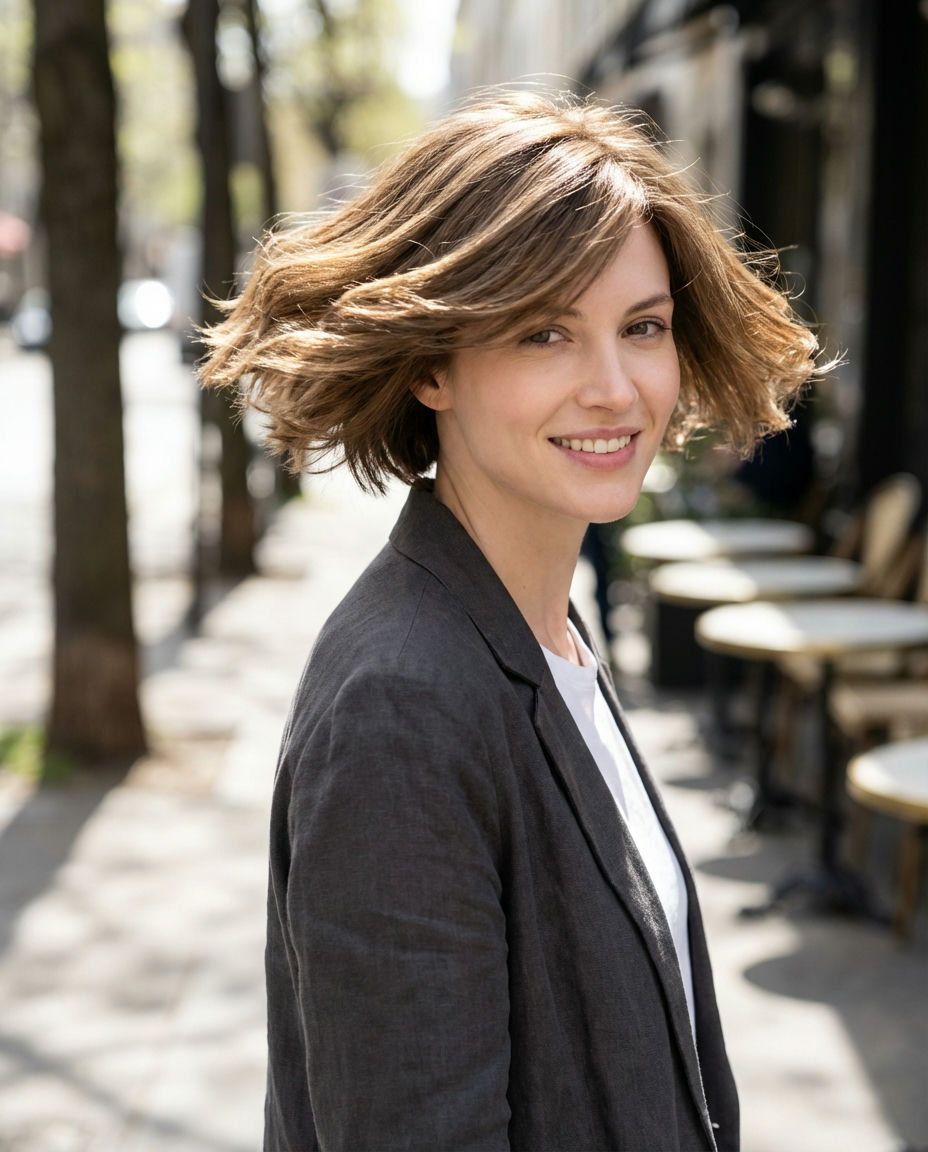 Glamorous Voluminous Bob with Bangs