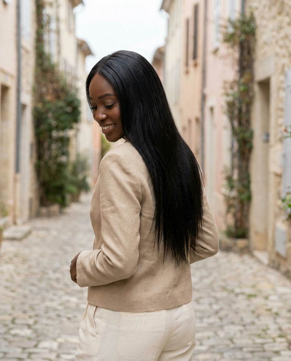 Sleek Low Ponytail with Deep Side Part