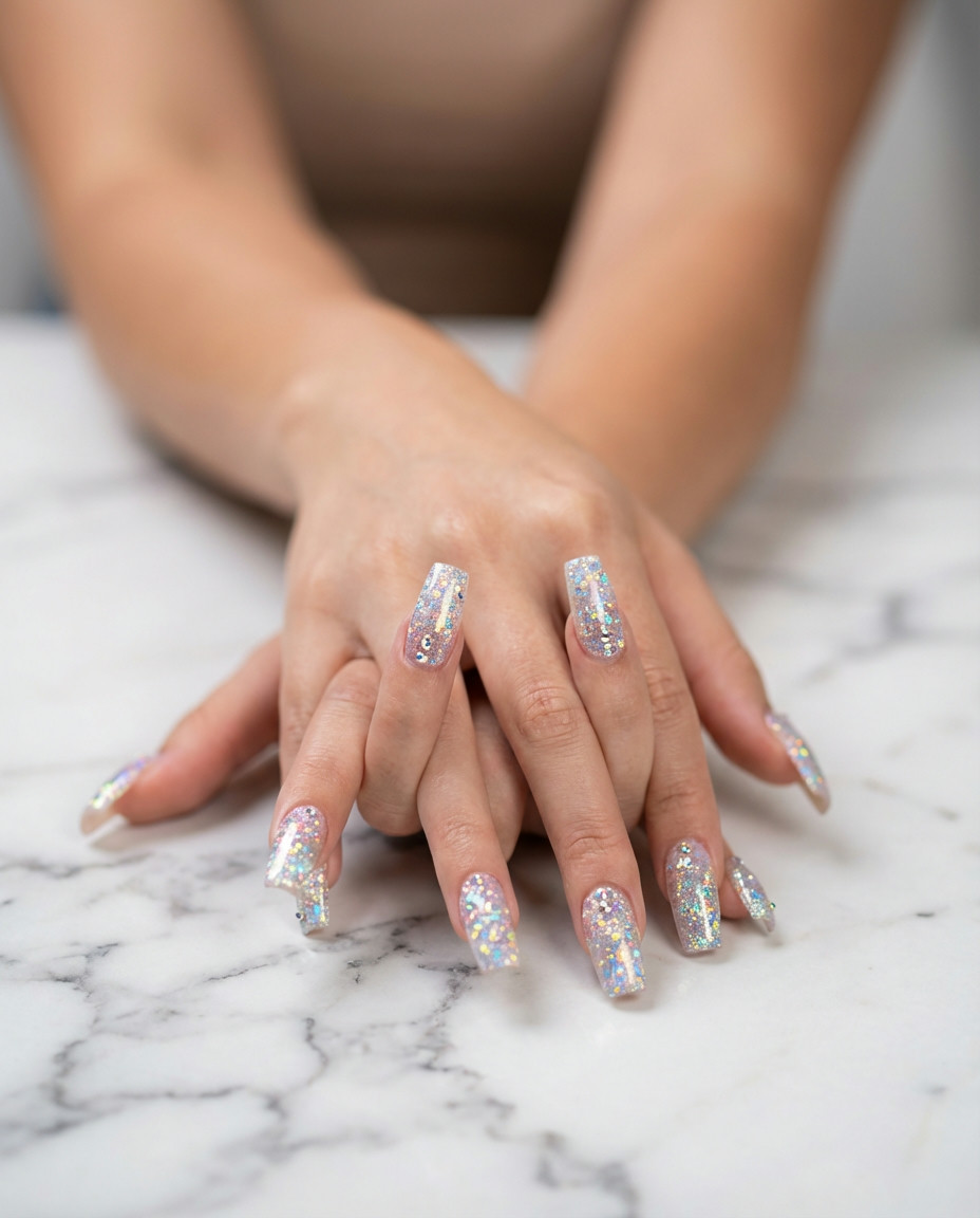 Iridescent Pearl Overlay Squares