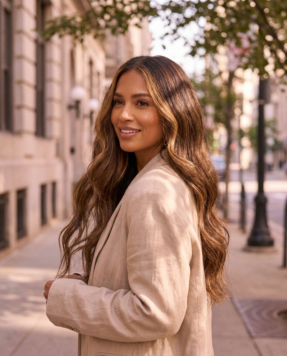 Mahogany Balayage for Voluminous Brunette Layers