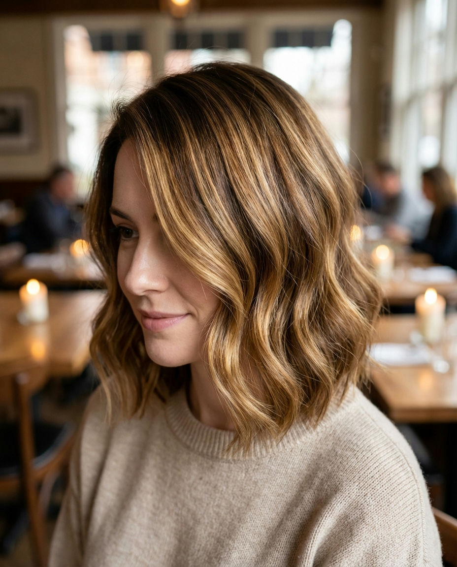 Dimension-Rich Balayage for Brunette Wedding Hair