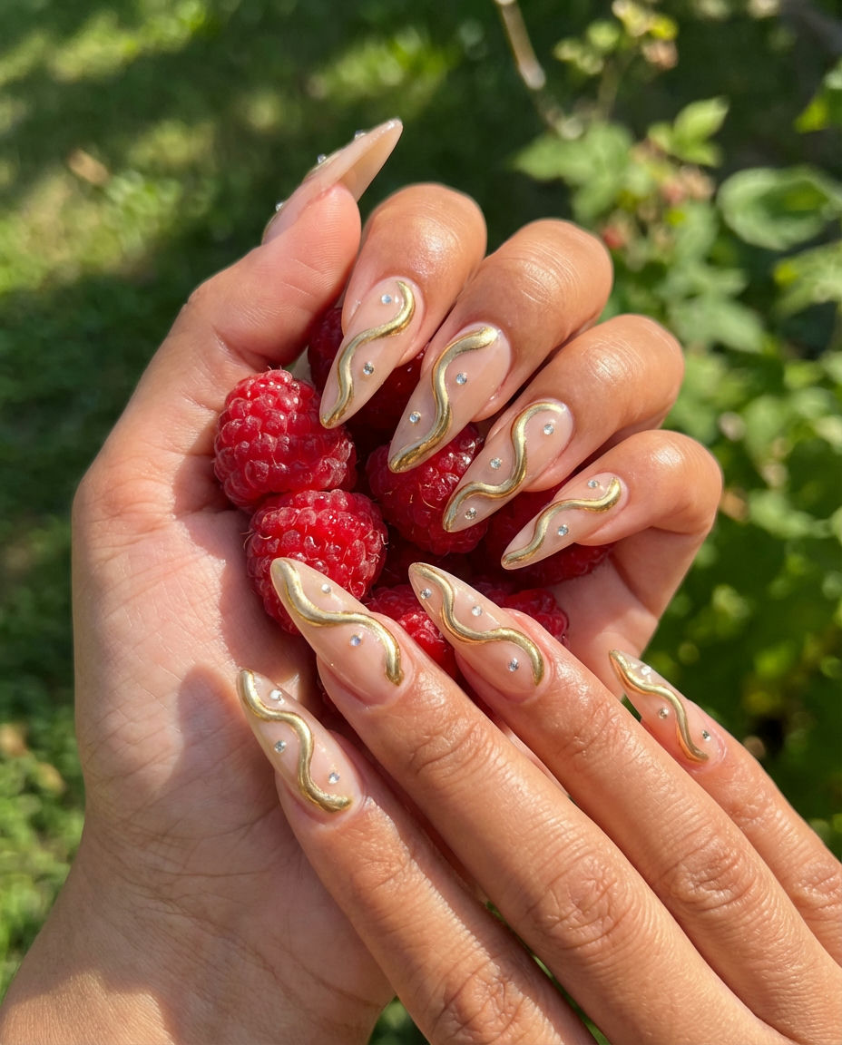 Golden Swirls on Nude Base