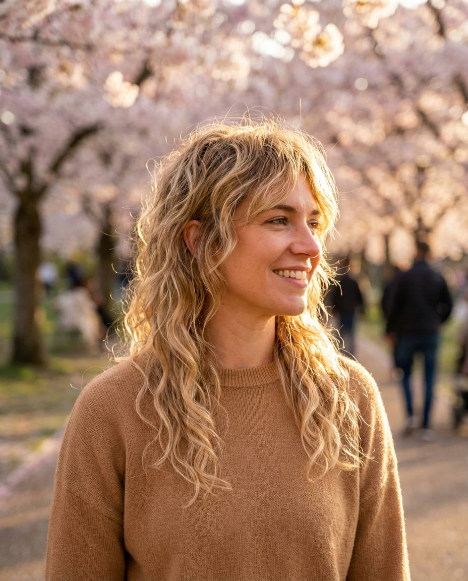 The Curly Lob with an Open Fringe