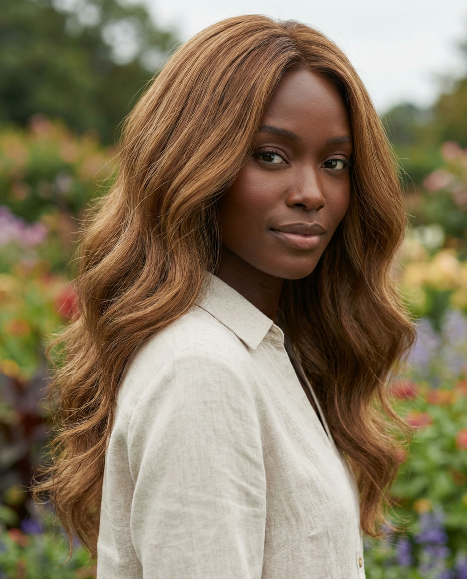 Gleaming Dark Blonde Highlights on Wavy hair