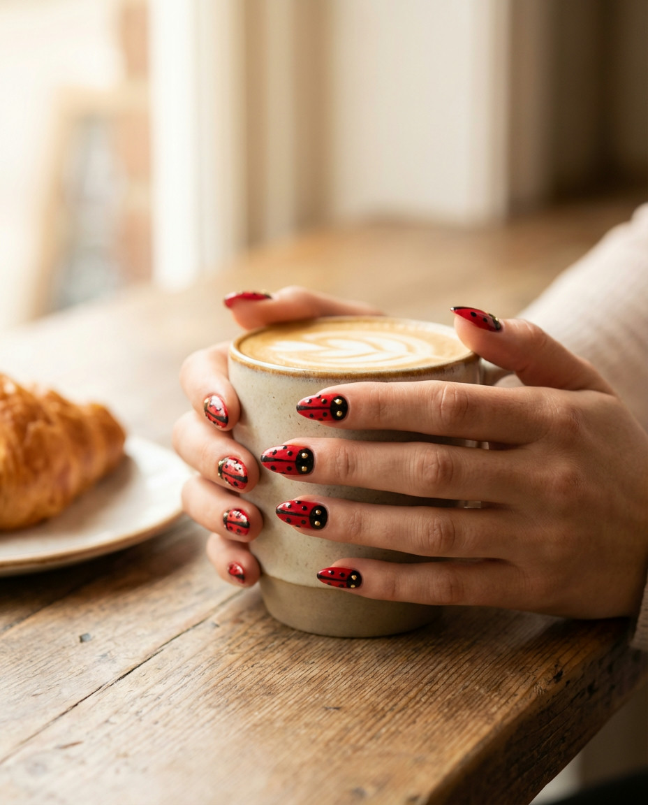 Whimsical Ladybug & Floral Art