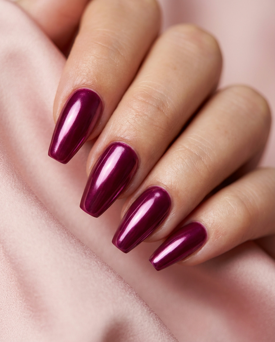 Hot Pink Chrome French Tips