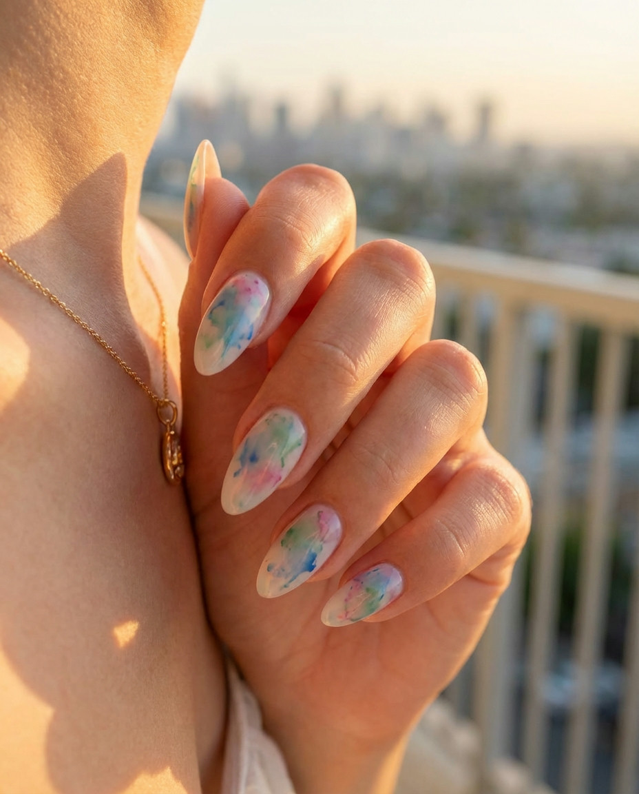 Aura Nails with Bling Accent