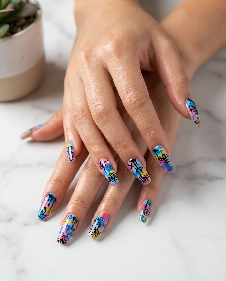 Geometric Chrome French Tips