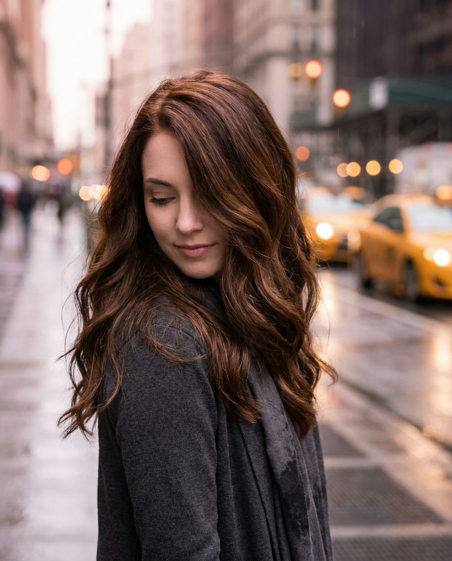 Rich Chestnut Balayage for a Dramatic Effect