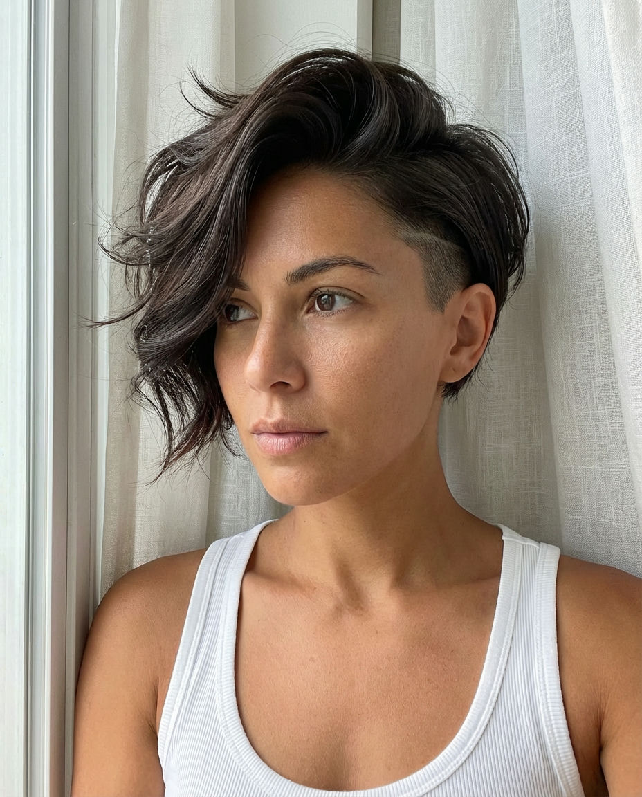 Wavy Lob with Side Part