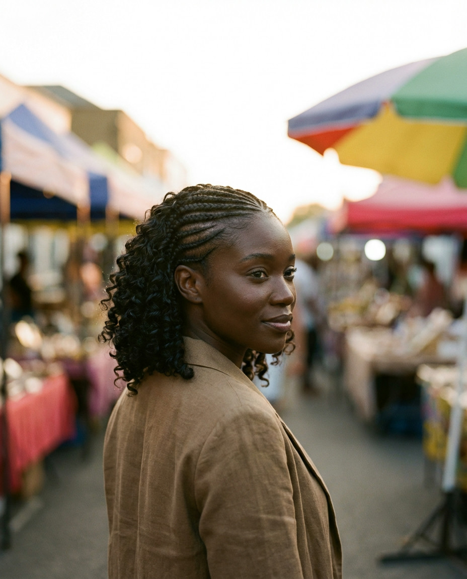 Asymmetrical Side-Swept Cornrows