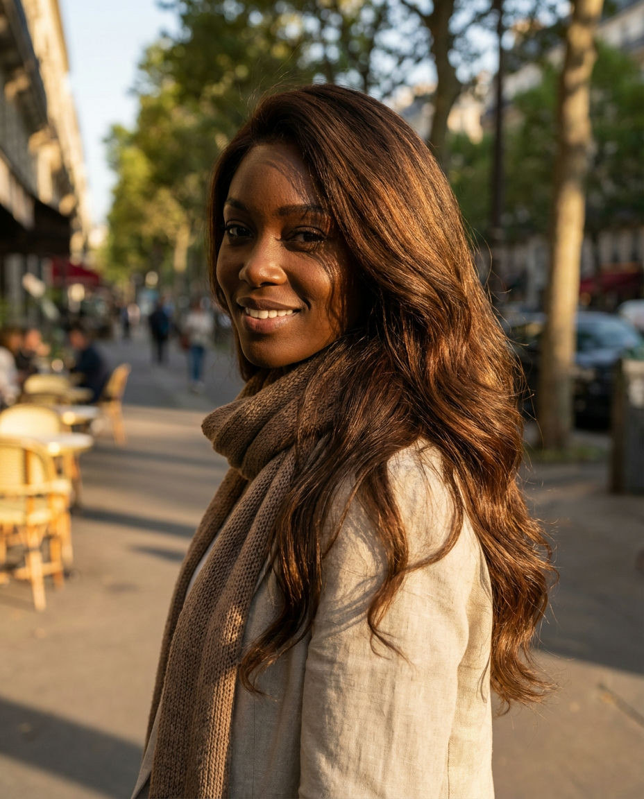 Blended Chestnut Brown for Seamless Hair Length