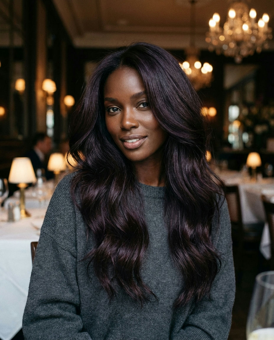 Coppery Auburn Money Piece on Brunette Mid-Lengths