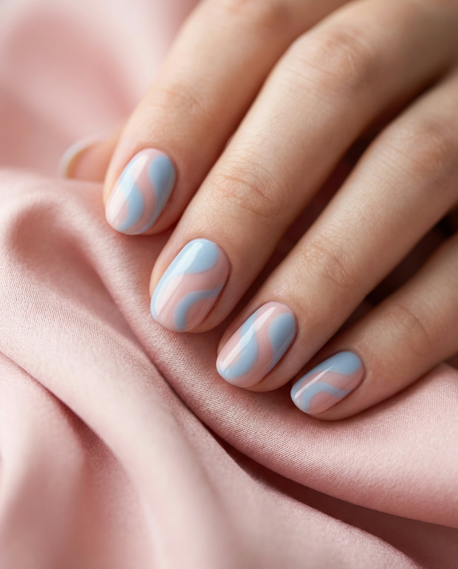 Whisper Light Baby Blue Ballerina Nails Gold Flakes