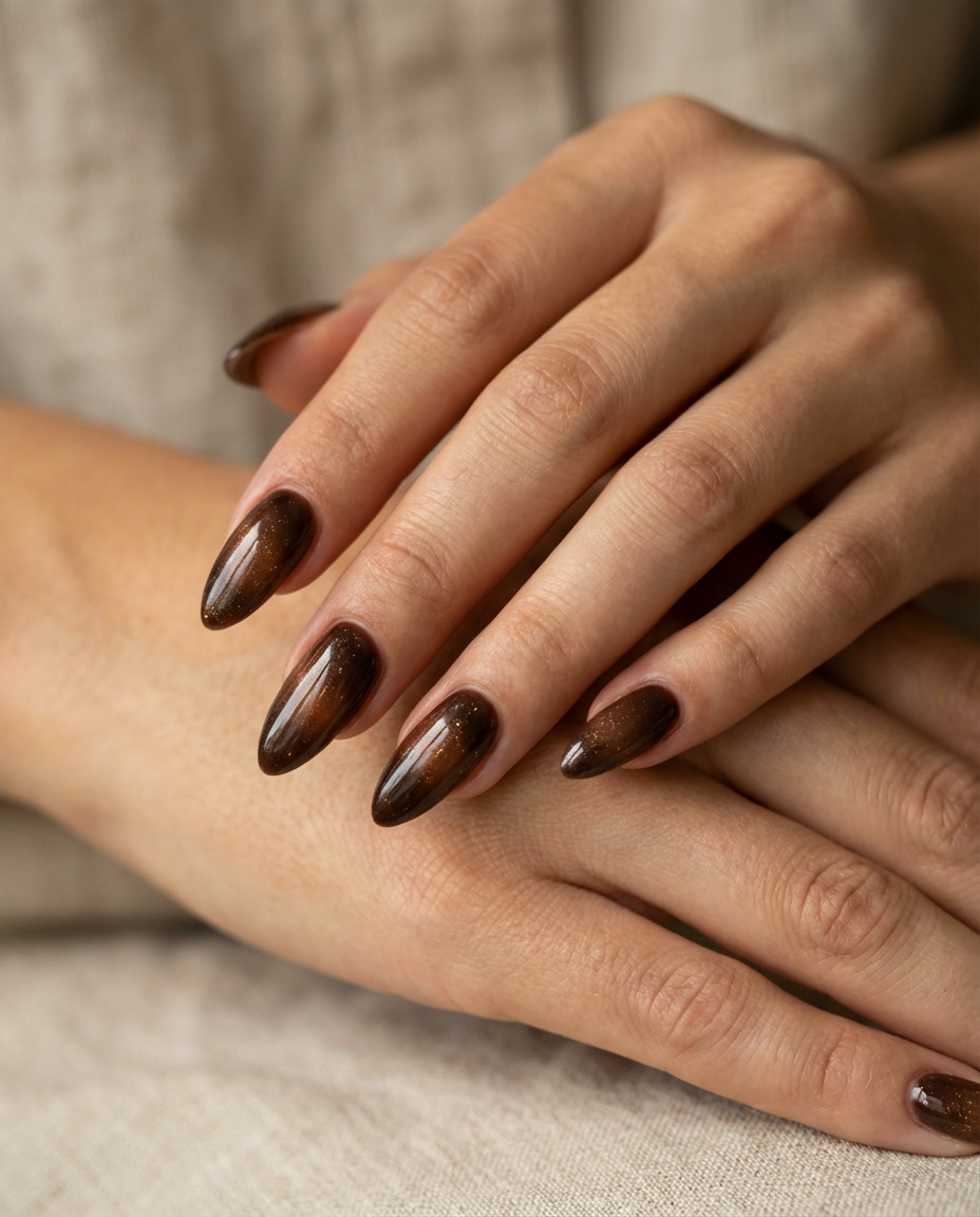 Olive Green Aura Nails Perfectly Suited for Fall
