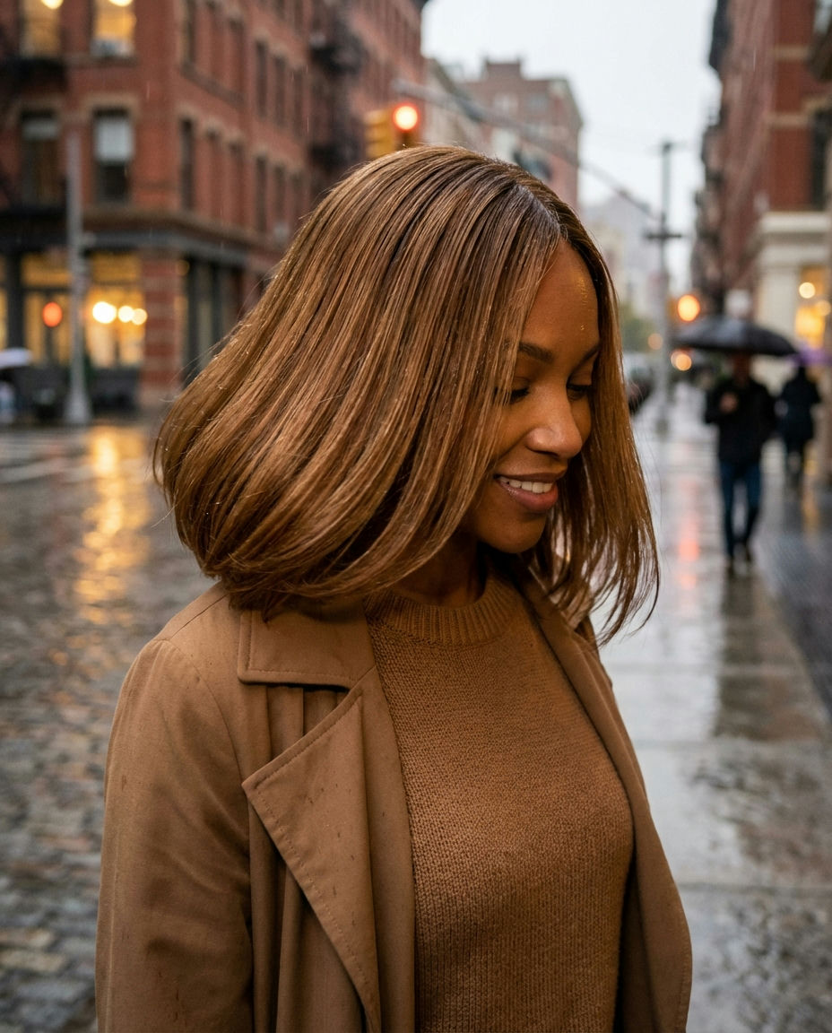 Honey Brown Balayage on Short Hair