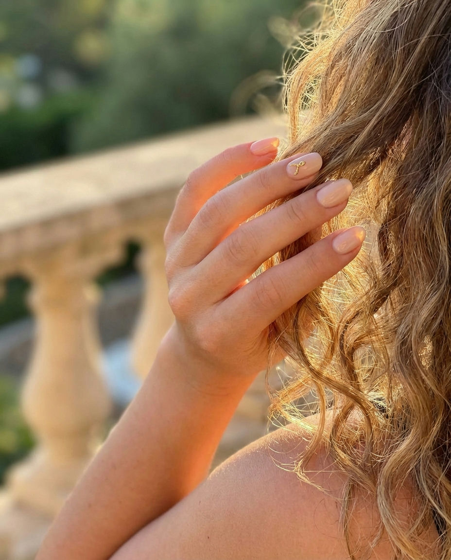 Nude with a Single Matte Accent Nail