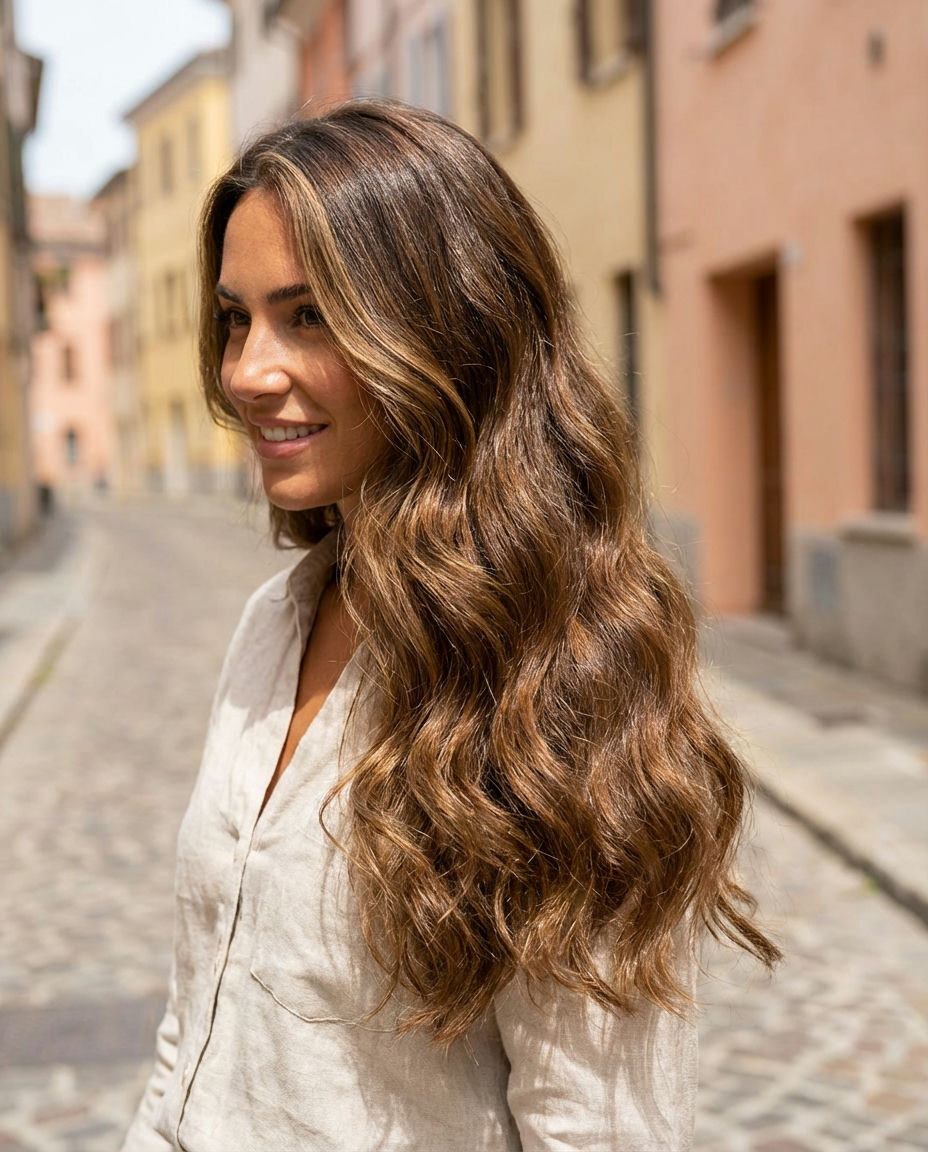 Deep Side Part with Voluminous Curls
