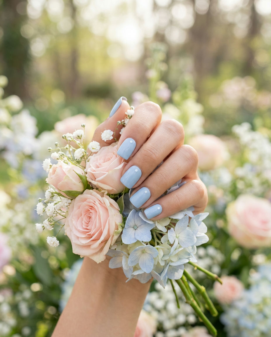 Baby Blue Glitter Nails for a Playful Sparkle