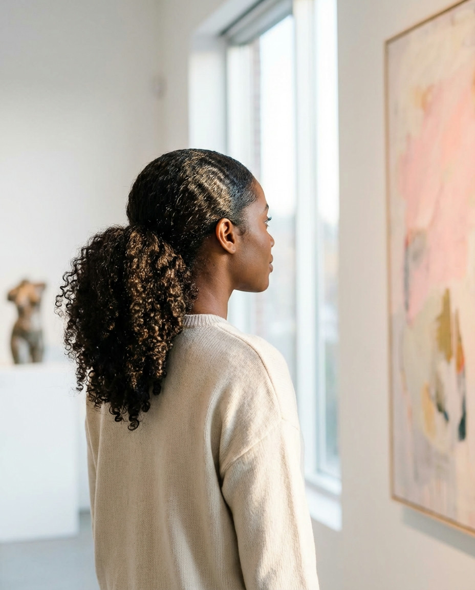 Voluminous Curly Ponytail for Natural Hair