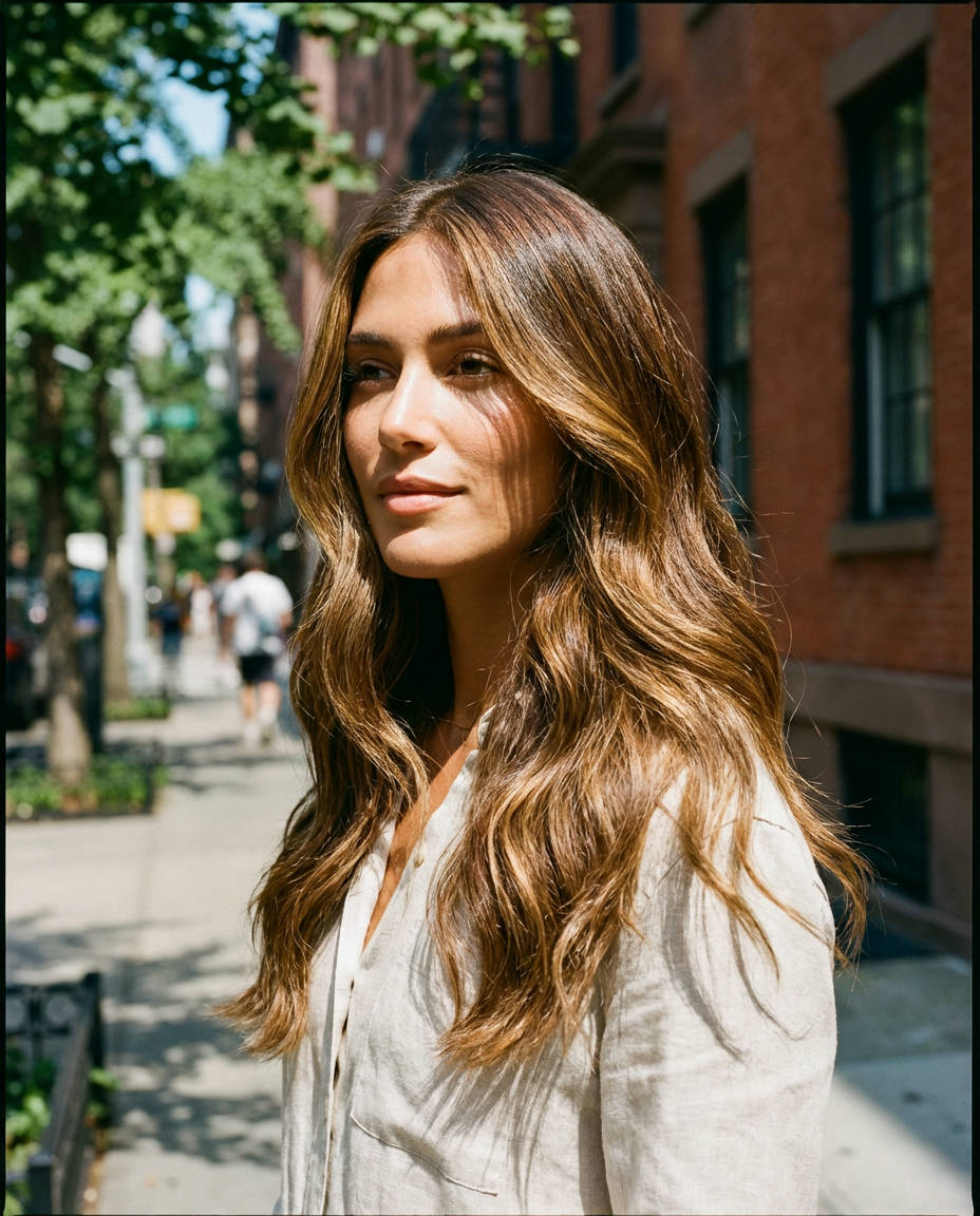 Everyday Casual Waves with Luminous Brown Highlights
